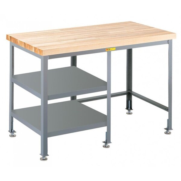 Butcher Block Table, Side Shelf Storage, 24" x 48"